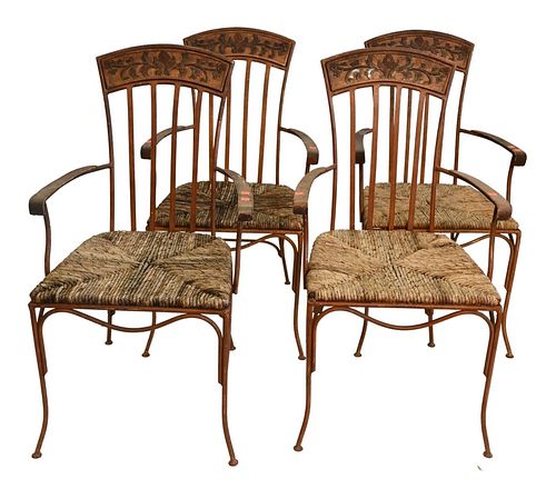 SET OF FOUR IRON OUTDOOR ARMCHAIRS  37812c