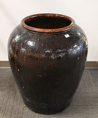 PAIR OF LARGE REDWARE GLAZED OUTDOOR