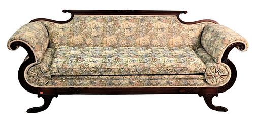 DUNCAN PHYFE STYLE SOFA, HAVING TAPESTRY