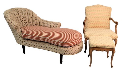 THREE PIECE LOT, TO INCLUDE UPHOLSTERED