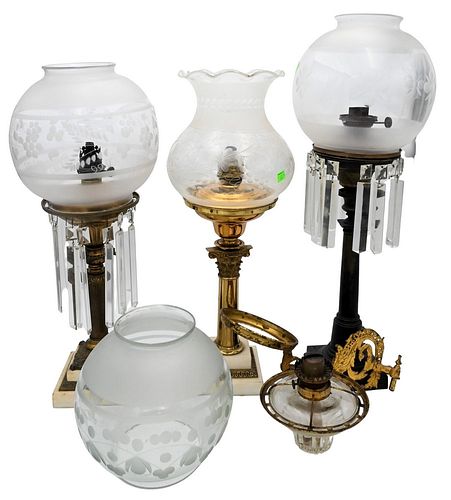 GROUP OF FOUR OIL LAMPS TO INCLUDE 378154