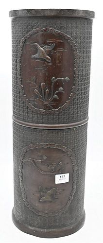 CHINESE BRONZE UMBRELLA AND CANE