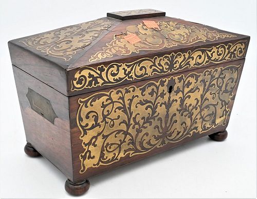 REGENCY ROSEWOOD AND BRASS INLAID 37814f