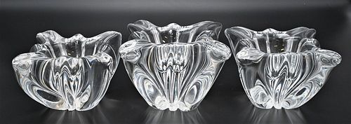 THREE BACCARAT FREEFORM BOWLS,