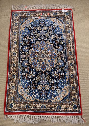 SILK AND WOOL ORIENTAL THROW RUG  37819a