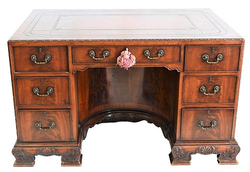 ENGLISH MAHOGANY KNEEHOLE DESK,