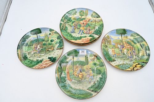 SET OF SEVEN CANTAGALLI MAJOLICA ITALIAN