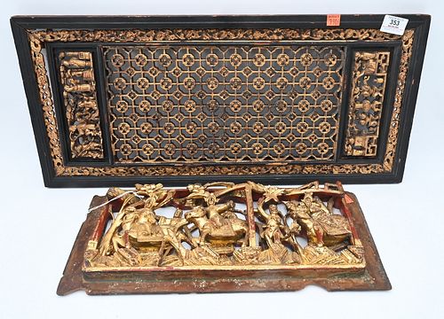 TWO CHINESE CARVED PANELS TO INCLUDE 37820b