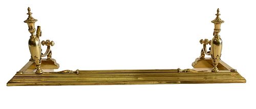 BRASS FIRE RAIL, HAVING URNS WITH