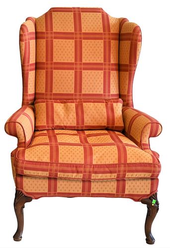 QUEEN ANNE STYLE WING CHAIR, HAVING