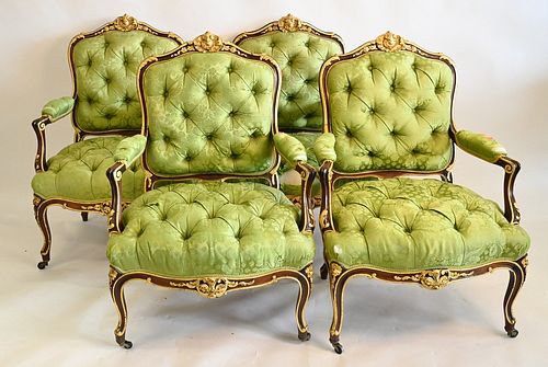 SET OF FOUR LOUIS XV STYLE FAUTEUIL  378284