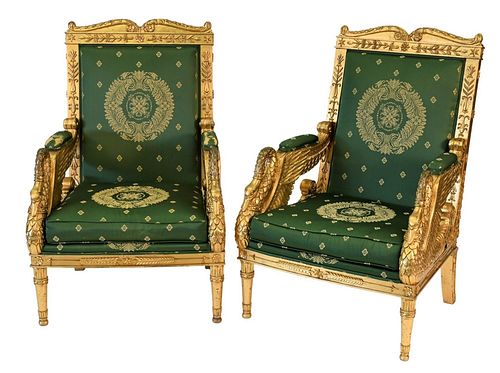 PAIR OF GILT THRONE STYLE ARMCHAIRS  37829d