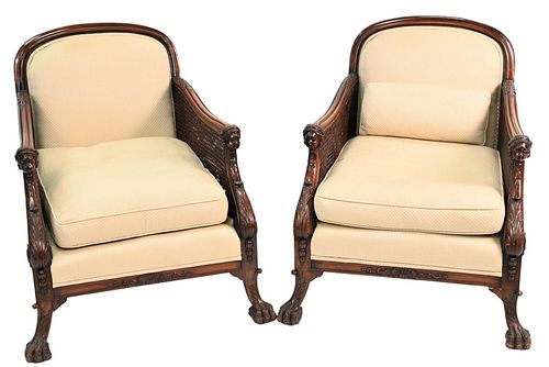 PAIR OF MAHOGANY ARMCHAIRS HAVING 3782a3