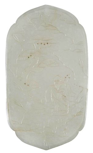 CHINESE WHITE JADE PLAQUE WITH 3782e6
