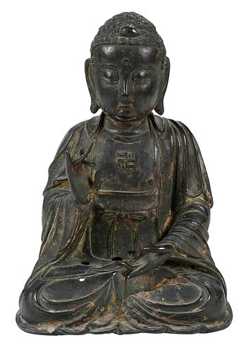 CHINESE BRONZE SEATED BUDDHApossibly