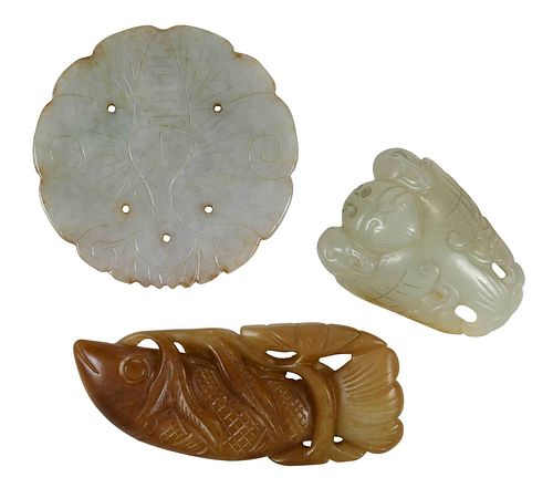 GROUP OF THREE CHINESE JADE OR