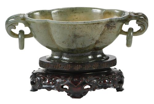 CHINESE CARVED JADE MARRIAGE BOWL 378323