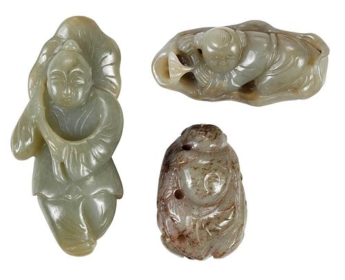 GROUP OF THREE CHINESE JADE OR