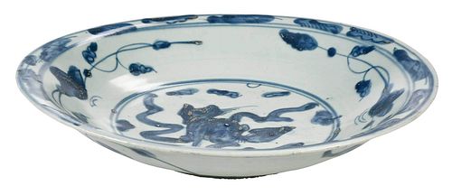 CHINESE BLUE AND WHITE SWATOW CHARGERMing 37833f