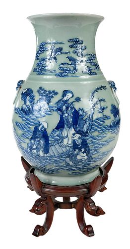 CHINESE CELADON IMMORTALS PORCELAIN 37834e