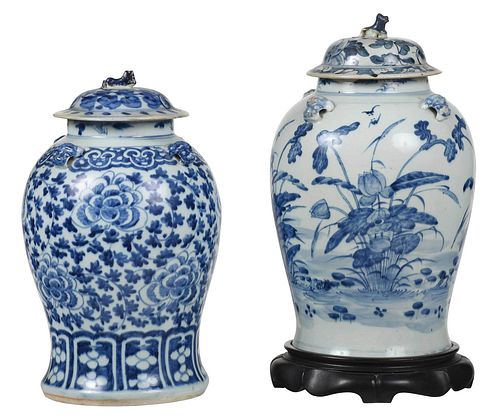 TWO CHINESE BLUE AND WHITE LIDDED