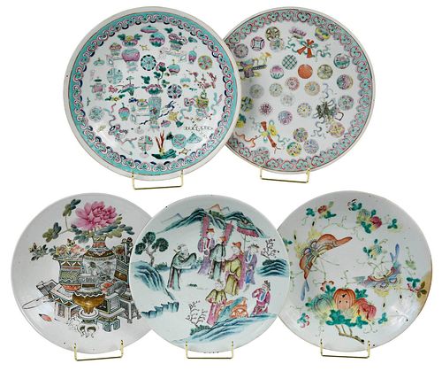 FIVE CHINESE ENAMEL DECORATED PORCELAIN 378378