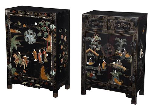 TWO CHINESE LACQUER AND HARDSTONE 37838d