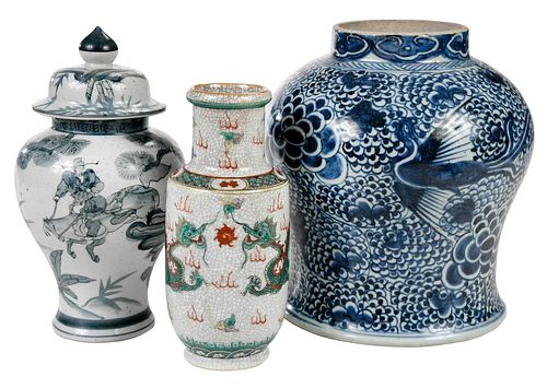 THREE ASIAN PORCELAIN VASES20th