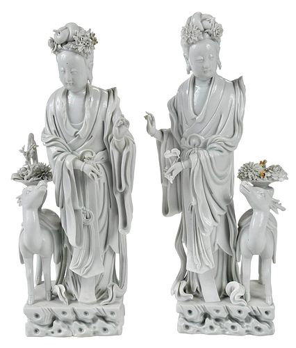 TWO CHINESE DEHUA PORCELAIN FIGURES20th