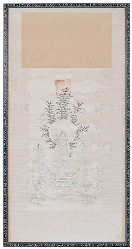 FRAMED CHINESE BODHISATTVA SCROLL