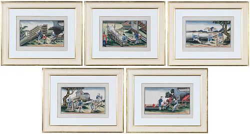 GROUP OF FIVE FRAMED CHINESE WATERCOLORSlate 37839c