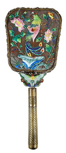 CHINESE ENAMELED MIRRORearly 20th century,