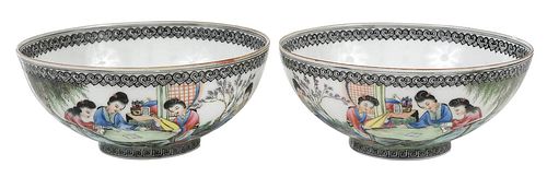 TWO CHINESE EGGSHELL ENAMELED BOWLSearly