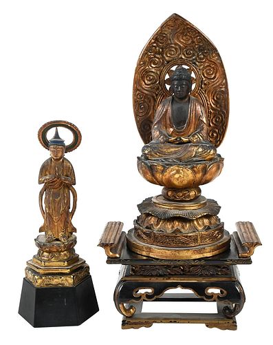 TWO ASIAN GILTWOOD BUDDHASpossibly 3783e7