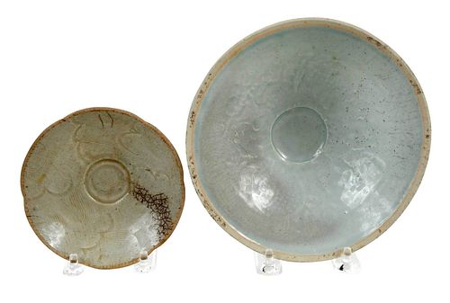 TWO CHINESE CELADON AND QINGBAI