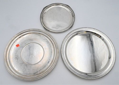 GROUP OF THREE LARGE SILVER ROUND