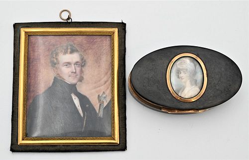 TWO MINIATURE PORTRAITS TO INCLUDE 37841f