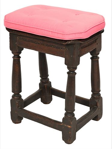 OAK JACOBEAN JOINT STOOL NOW FITTED 37842a