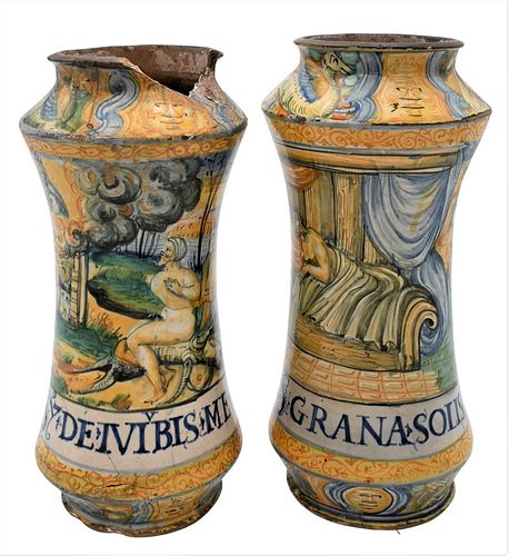 PAIR OF MAJOLICA POLYCHROME DECORATED
