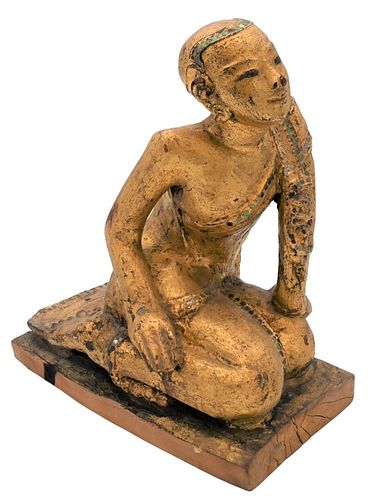 THAI GILTWOOD FIGURE OF A KNEELING