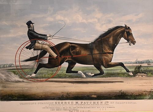 CURRIER AND IVES "TROTTING STALLION,