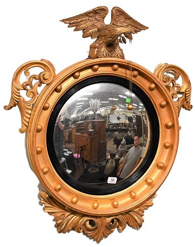 GILT CONVEX MIRROR HAVING EAGLE 37848c