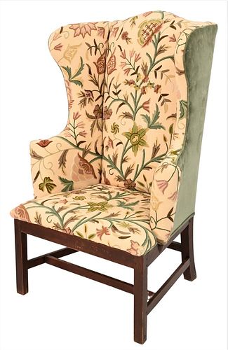 CHIPPENDALE MAPLE UPHOLSTERED WING 3784a7