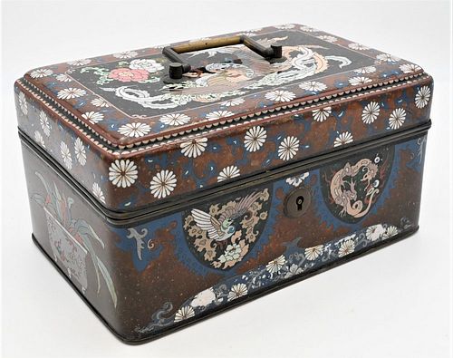 LARGE CLOISONNE BOX HAVING HINGED 3784a9