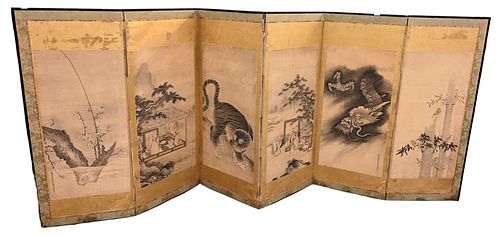 SIX FOLD JAPANESE DRESSING SCREEN