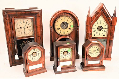 GROUP OF SIX MANTEL CLOCKS TO INCLUDE 3784da