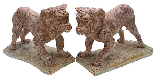 PAIR OF GLAZED BULLDOGS BOTH STANDING 3784ee
