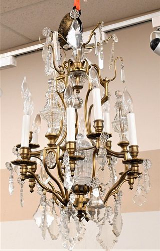 TEN LIGHT BRASS AND CRYSTAL CHANDELIER 3784f1