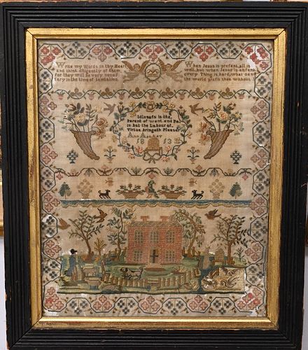 EARLY 19TH CENTURY NEEDLEWORK SAMPLER 37851a