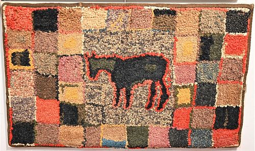 FOLK ART PICTORIAL HOOKED RUG HAVING 378517